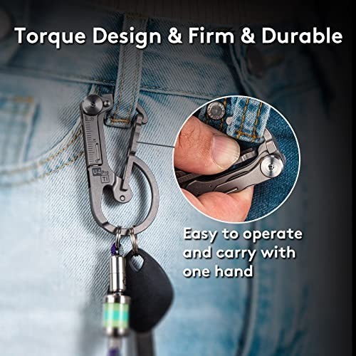Titanium Carabiner Keychain Knife EDC Multitool Pocket Clip, Replaceable Blade,