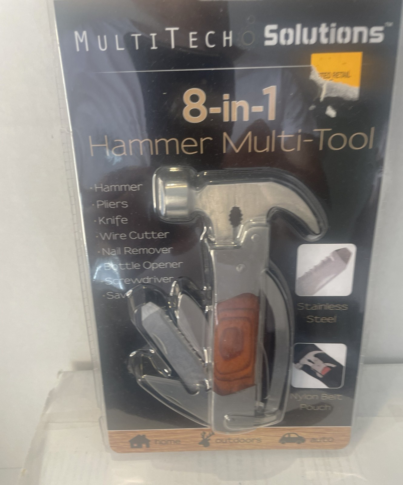 Multitech 8 in 1 Folding Multi-Purpose Pliers, Hammer, Bottle Opener, and MORE
