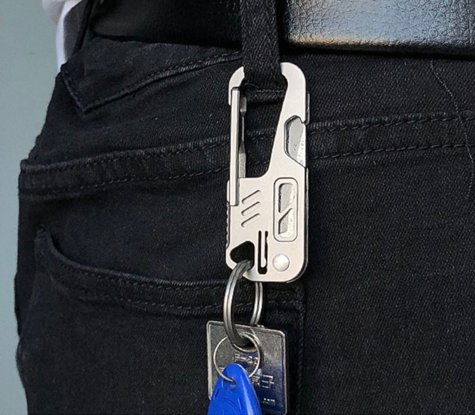 EDC Titanium Alloy Damascus Blade Keychain Outdoor Portable Folding Multi-Tools