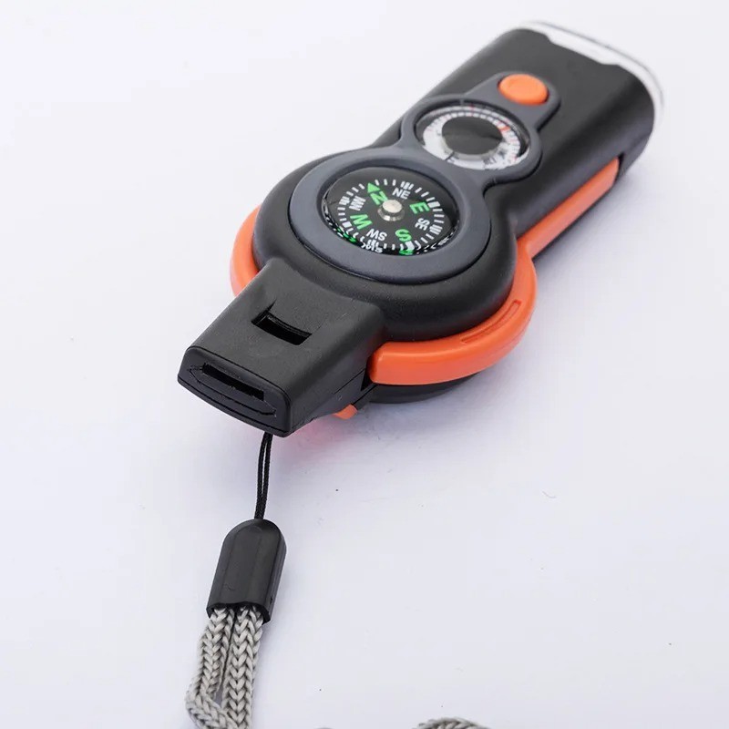 Compact 7 in 1 Multi Function Survival Whistle Emergency Signal Safety Tool Camp
