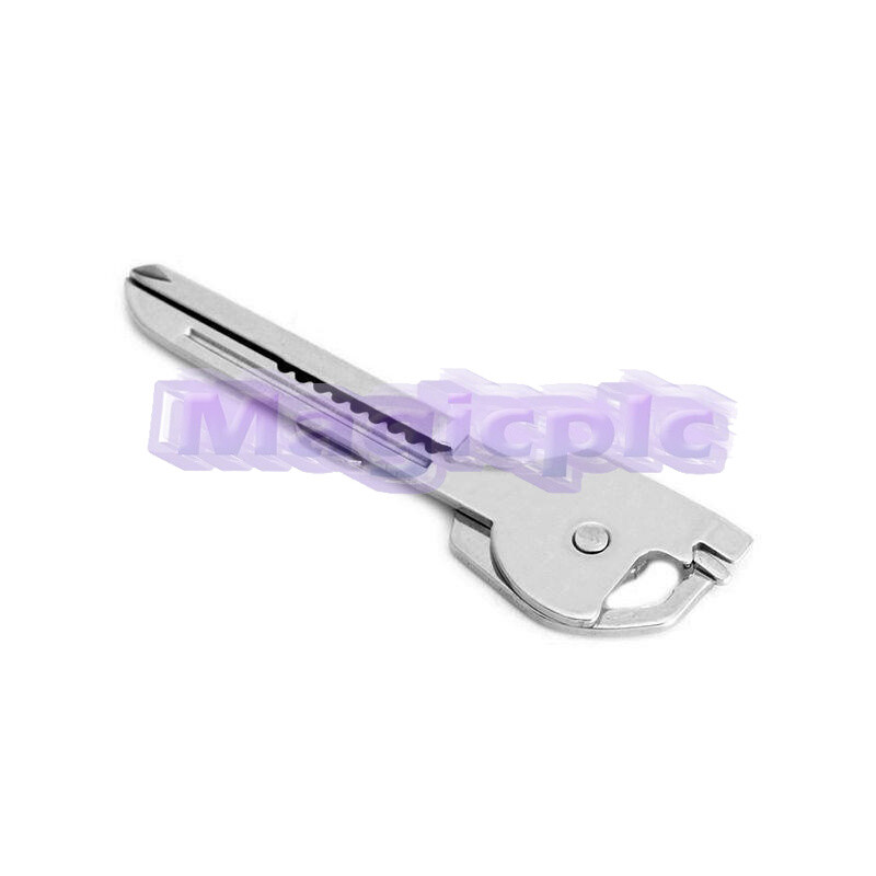 1PCS 6-in-1 Utili Key Tool Keyring Keychain Multifunction Stainless Steel