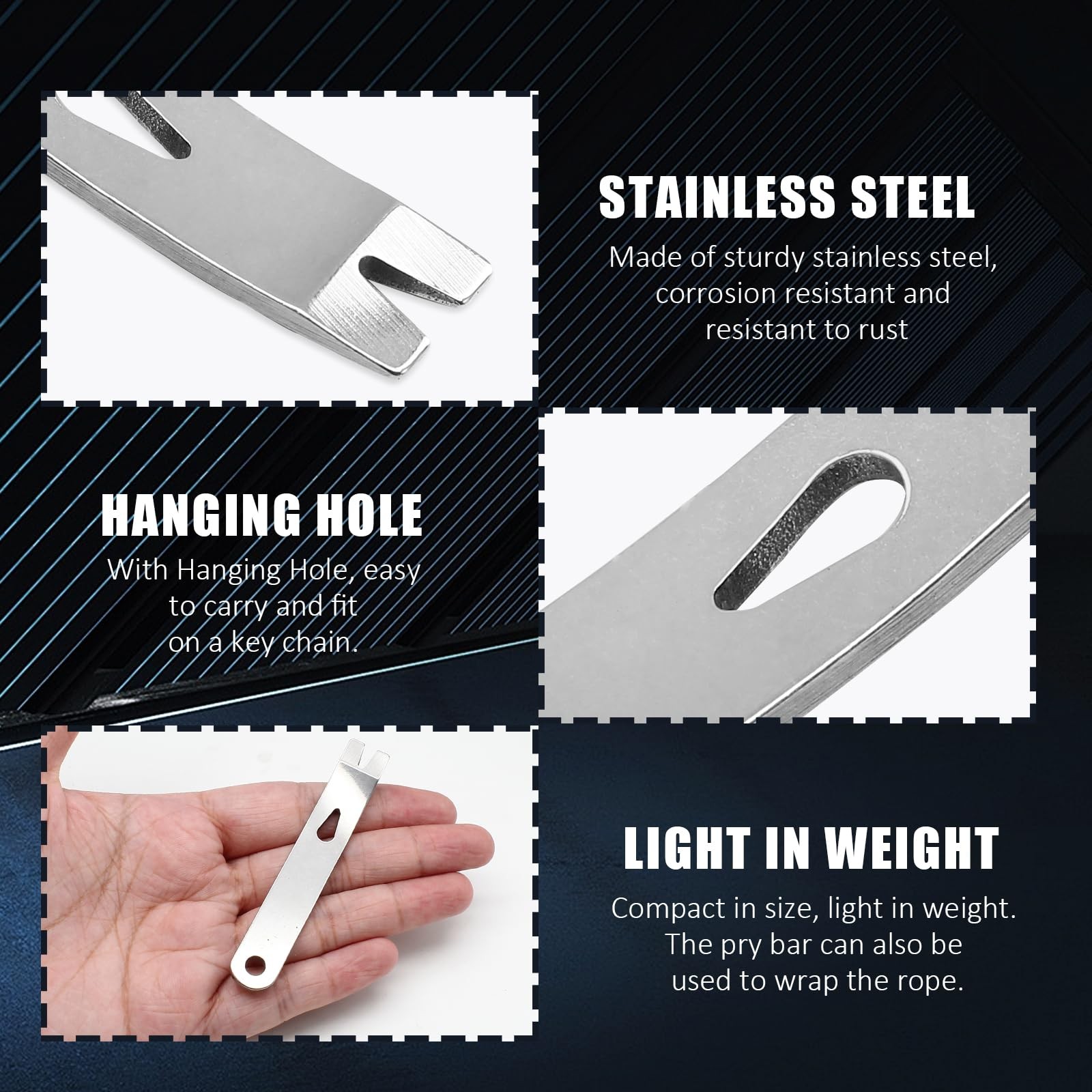 Zorfeter 4 Pcs Mini Pry Bar, Pocket Stainless Steel Pocket Crank Crowbar Small P
