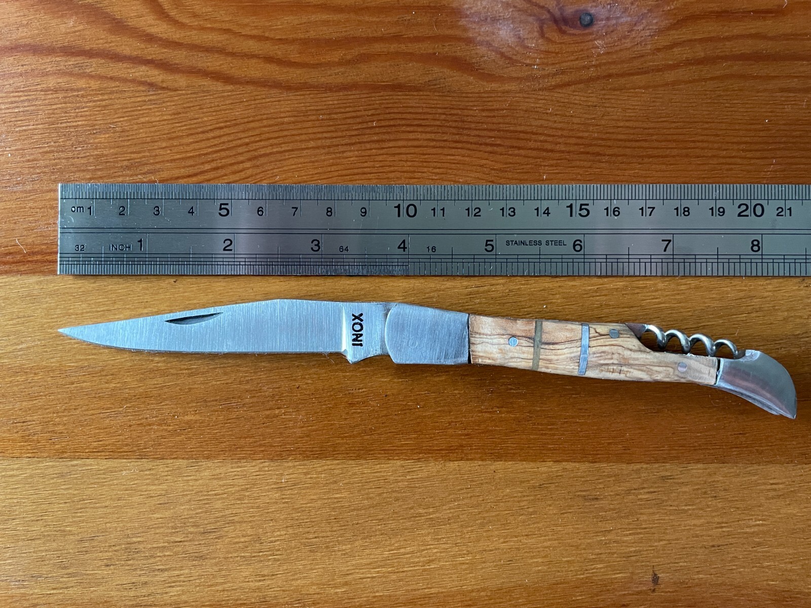 Pocket Knife 3.2″ Stainless With Wooden Handle Corkscrew Handmade Artisan