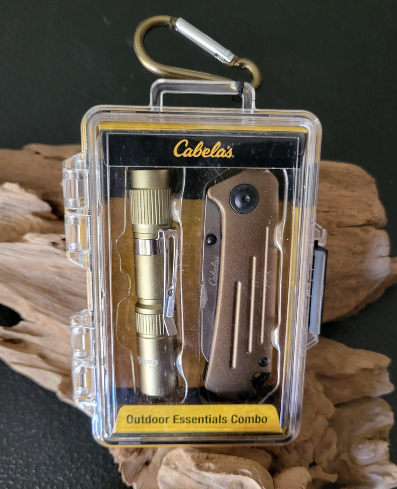 Cabela’s Outdoor Essentials Combo Knife Flashlight Waterproof Case Olive NEW
