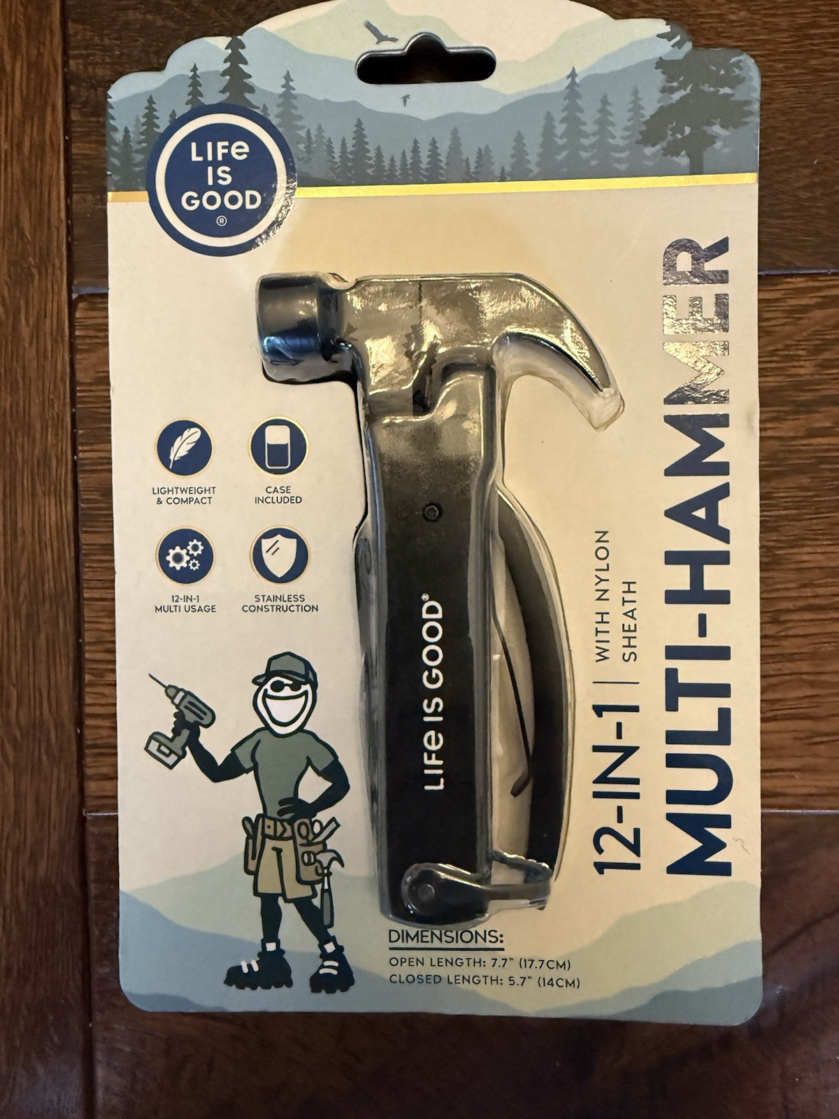 NEW Life is Good 12-in-1 Multi-Hammer Black and Silver With Nylon Sheath Camping