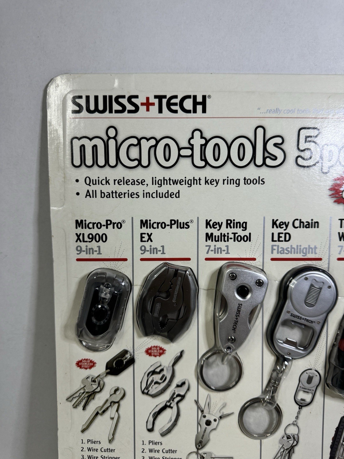 SWISS TECH Micro Tool 5 Pc Set XL900 Key Ring Flashlight Wrench Screwdriver NEW