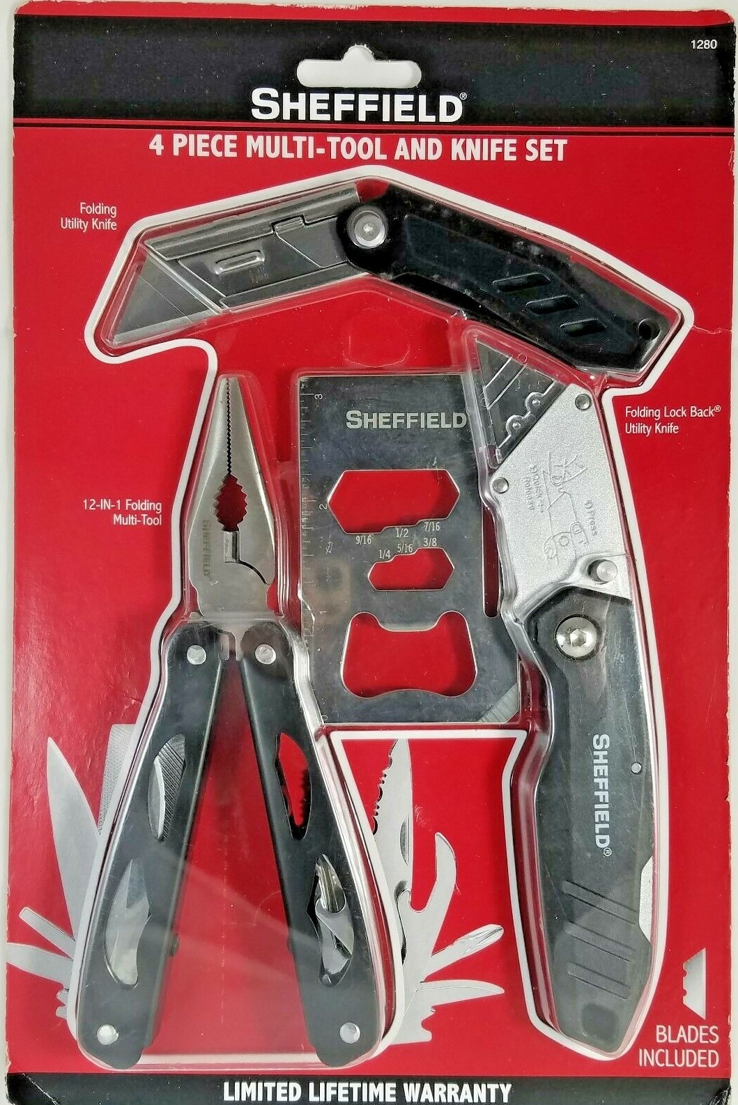 Sheffield 4 Piece Multi-Tool and Knife Set Blades Included Brand New