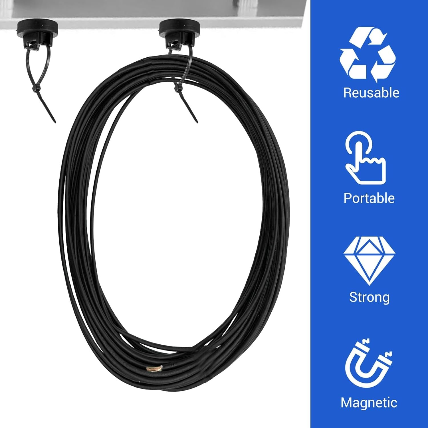 Magnetic Zip Tie Mount Kit 110pcs Cable Holder with Nylon Ties Strong Magnet Bas