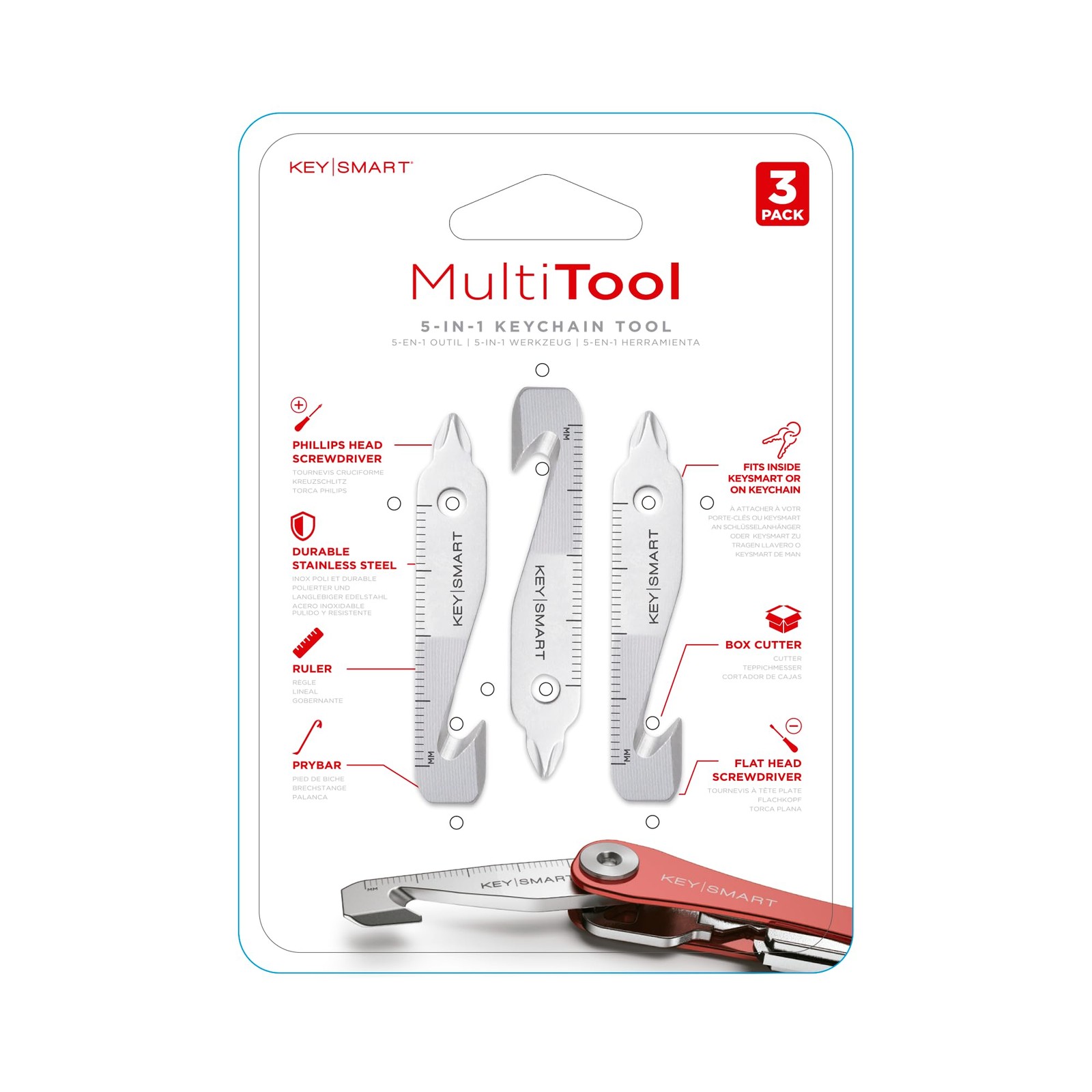 KeySmart Key Chain MultiTool – 5-in-1 Multi Purpose Keychain Tool with Box Op…
