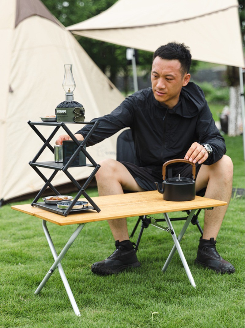 Outdoor folding storage rack multifunctional aluminum alloy small table