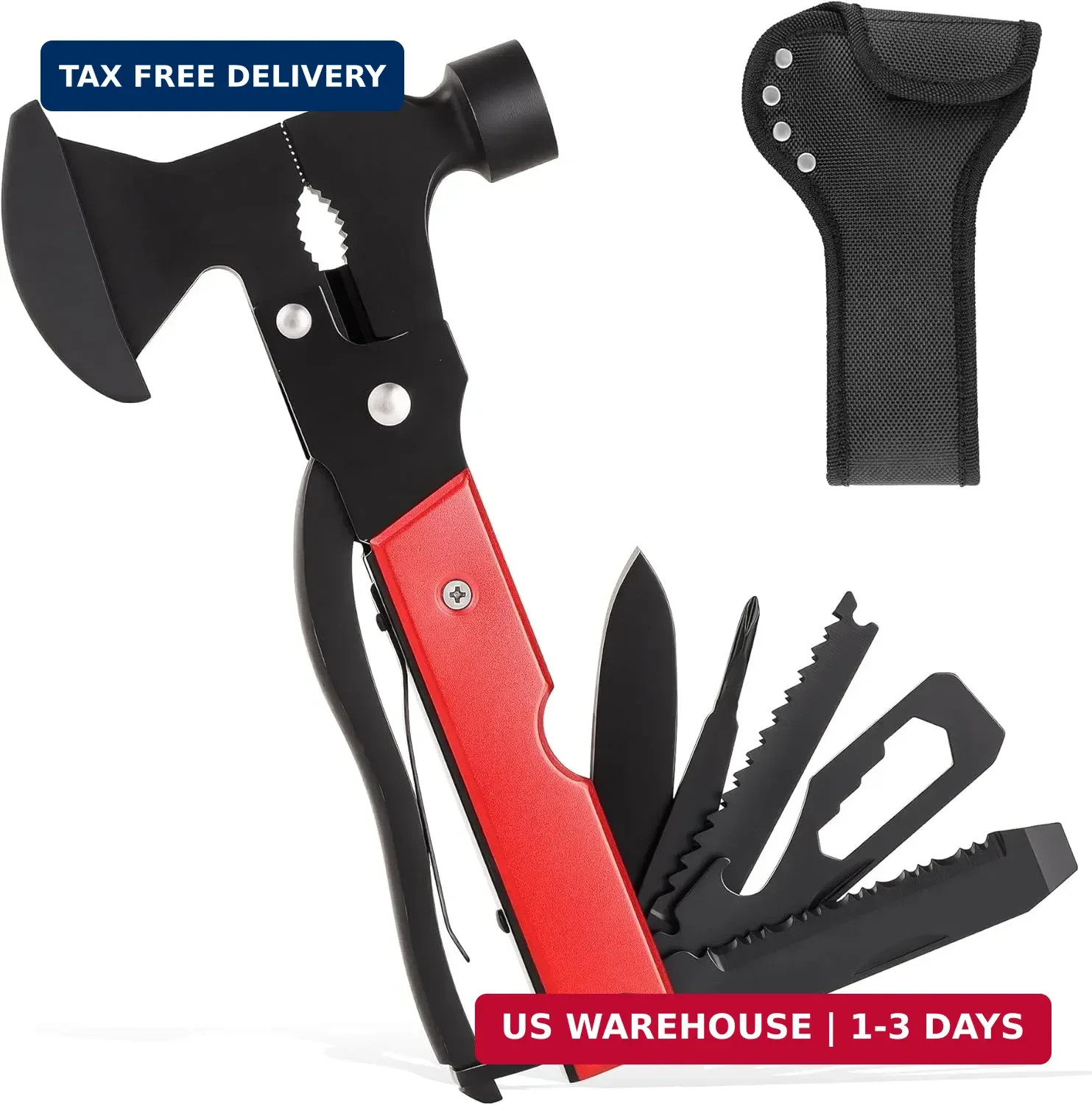 Leopcito 14-In-1 Multitool Camping Hammer – Survival Gear with Axe, Knife, Screw