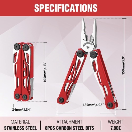 WORKPRO 24-in-1 Multitool Pliers Folding Pocket Tool with Sheath Stainless Steel