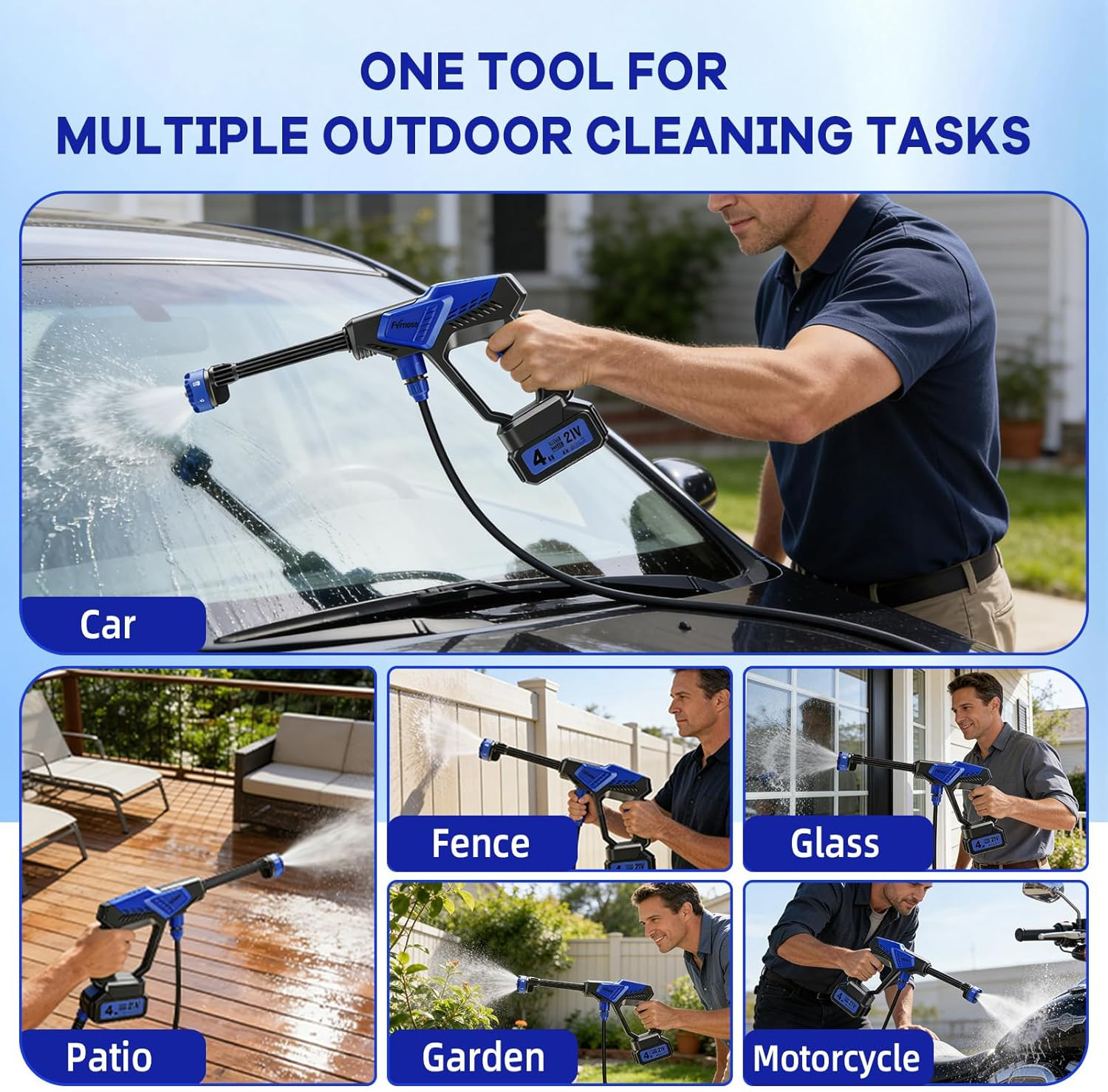 Portable Handheld Cleaning Tool, Lightweight Compact Spray Tool with 6-In-1 Nozz