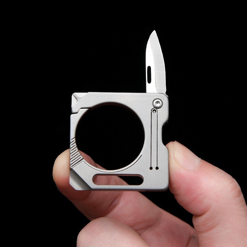 Titanium Alloy Keychain Carabiner Cutter Knife EDC Outdoor Travel Camping Tool