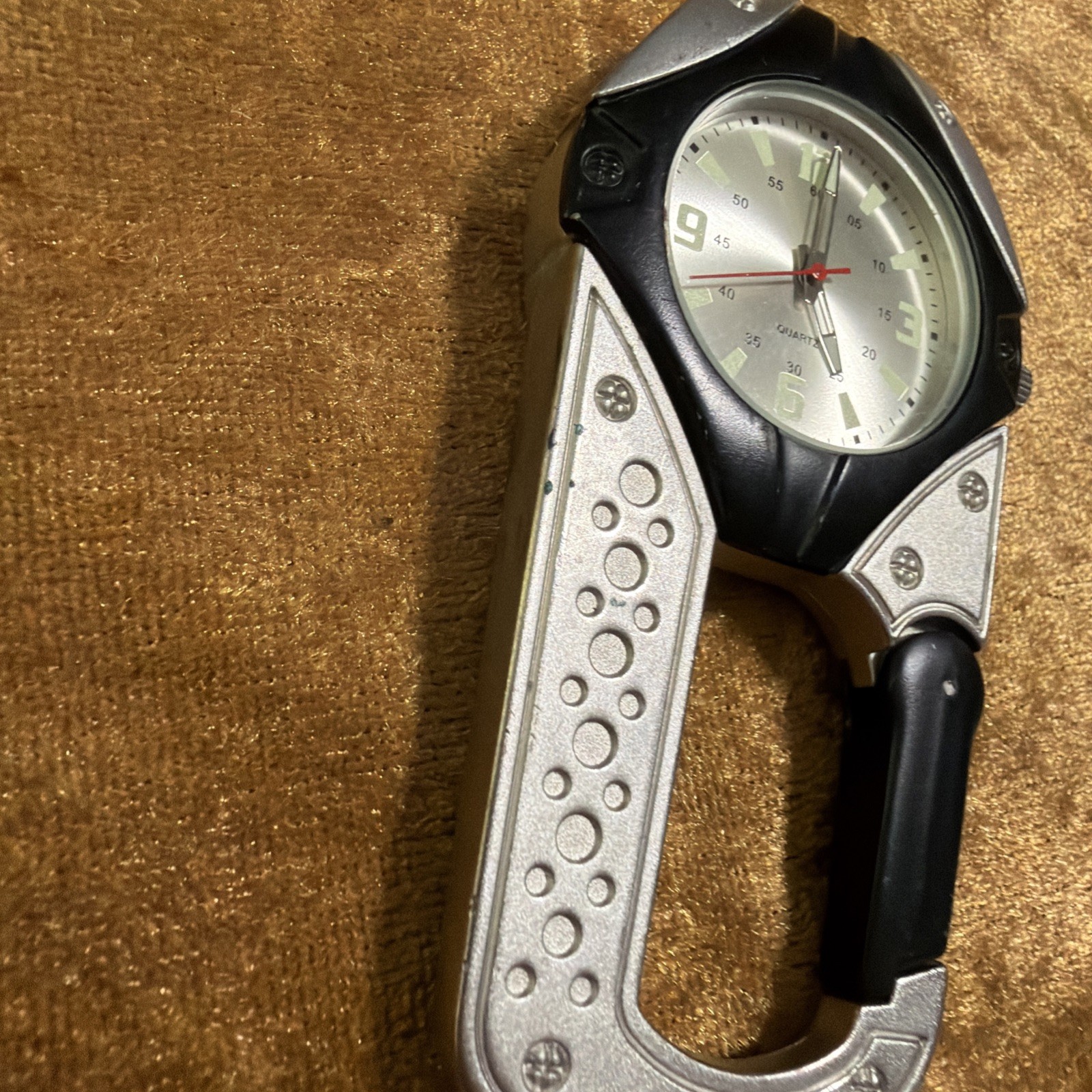 Dakota Multitool Carabiner Clip Watch Silver Tone Outdoor Hiking EDC Microlight