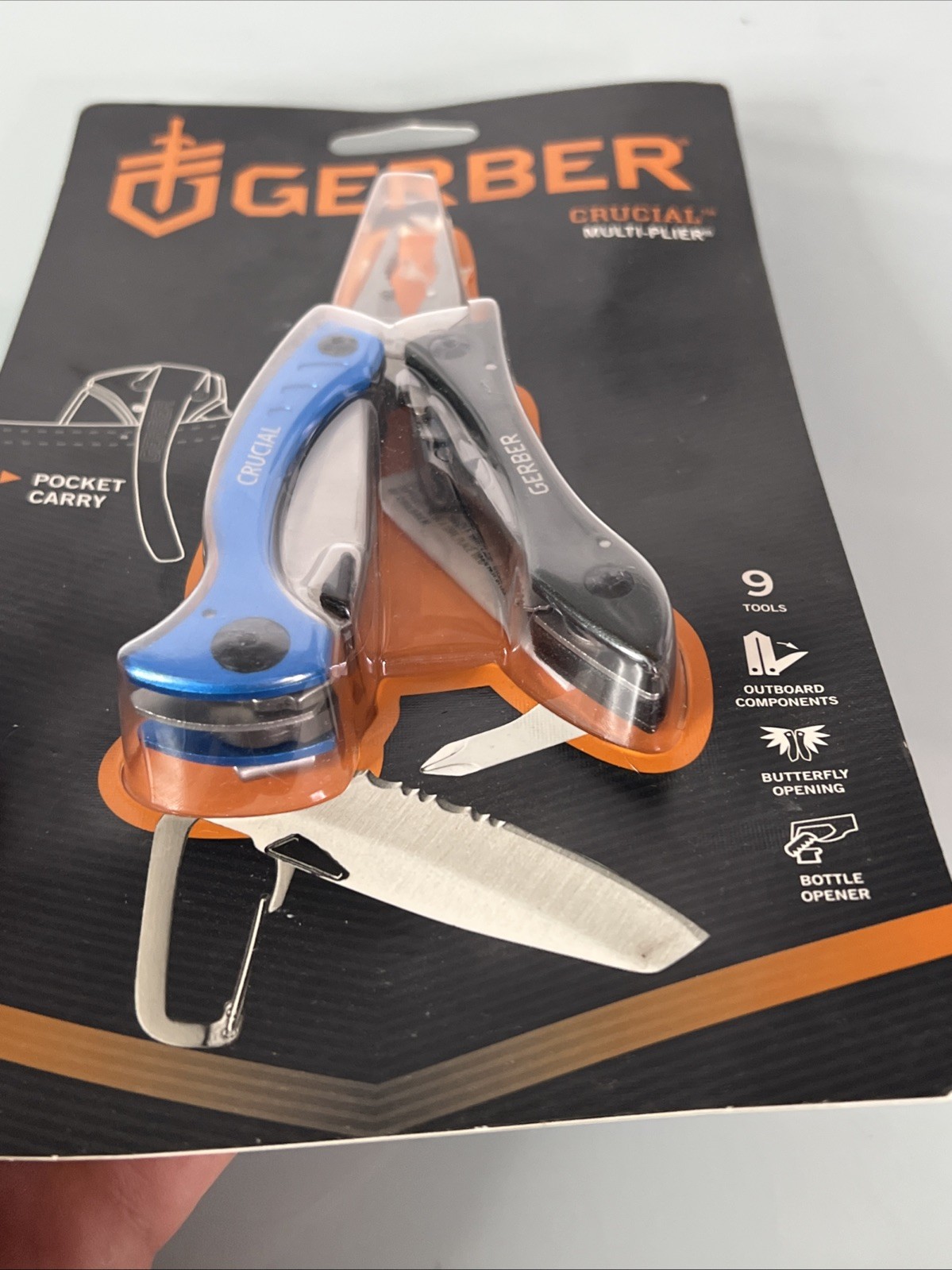 Gerber Crucial Blue Multi Tool Multi Plier Carabiner Clip Knife – Great U49