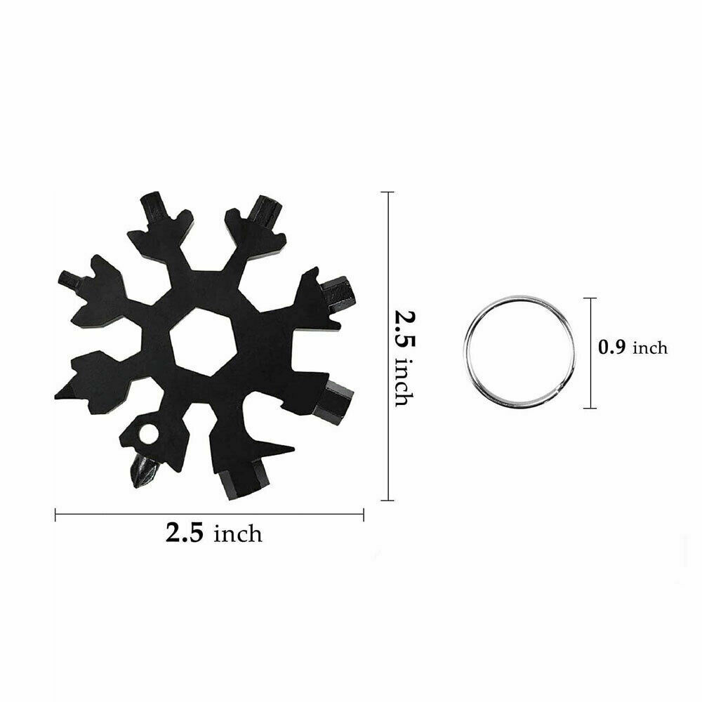Portable Stainless Snowflake Shape Key Chain 18 In 1 Multi Tool Screwdriver New