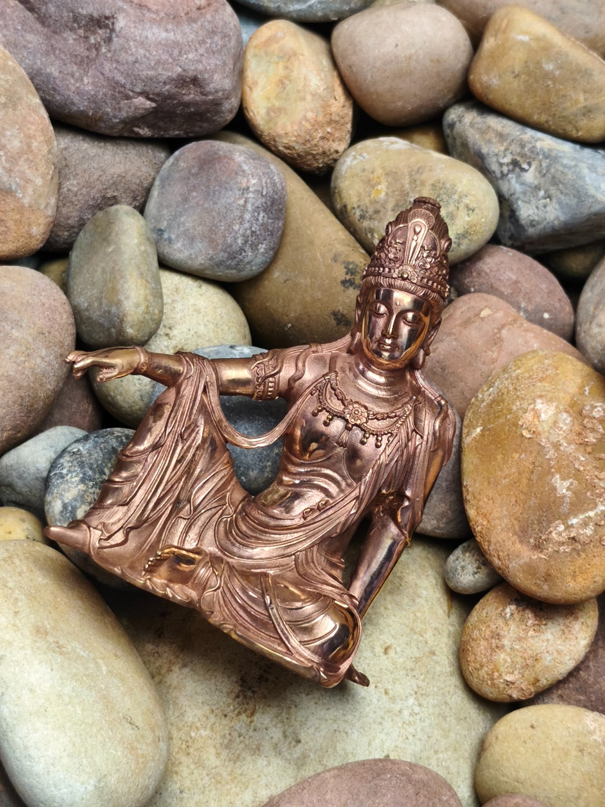 Pure copper Goddess patron saint Bodhisattva ornament Solid sculpture statue