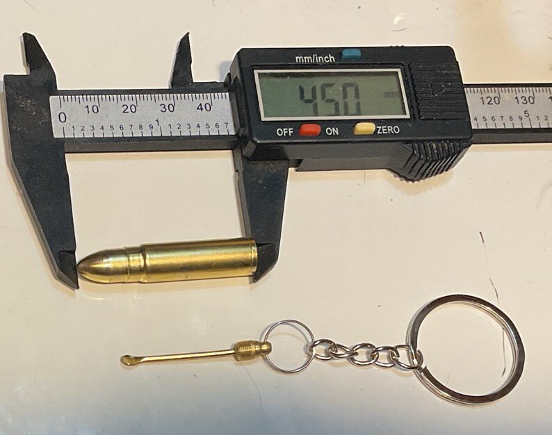 Figural Mini Brass Storage with Screw Out Tiny Spoon Keychain Stealth READ*
