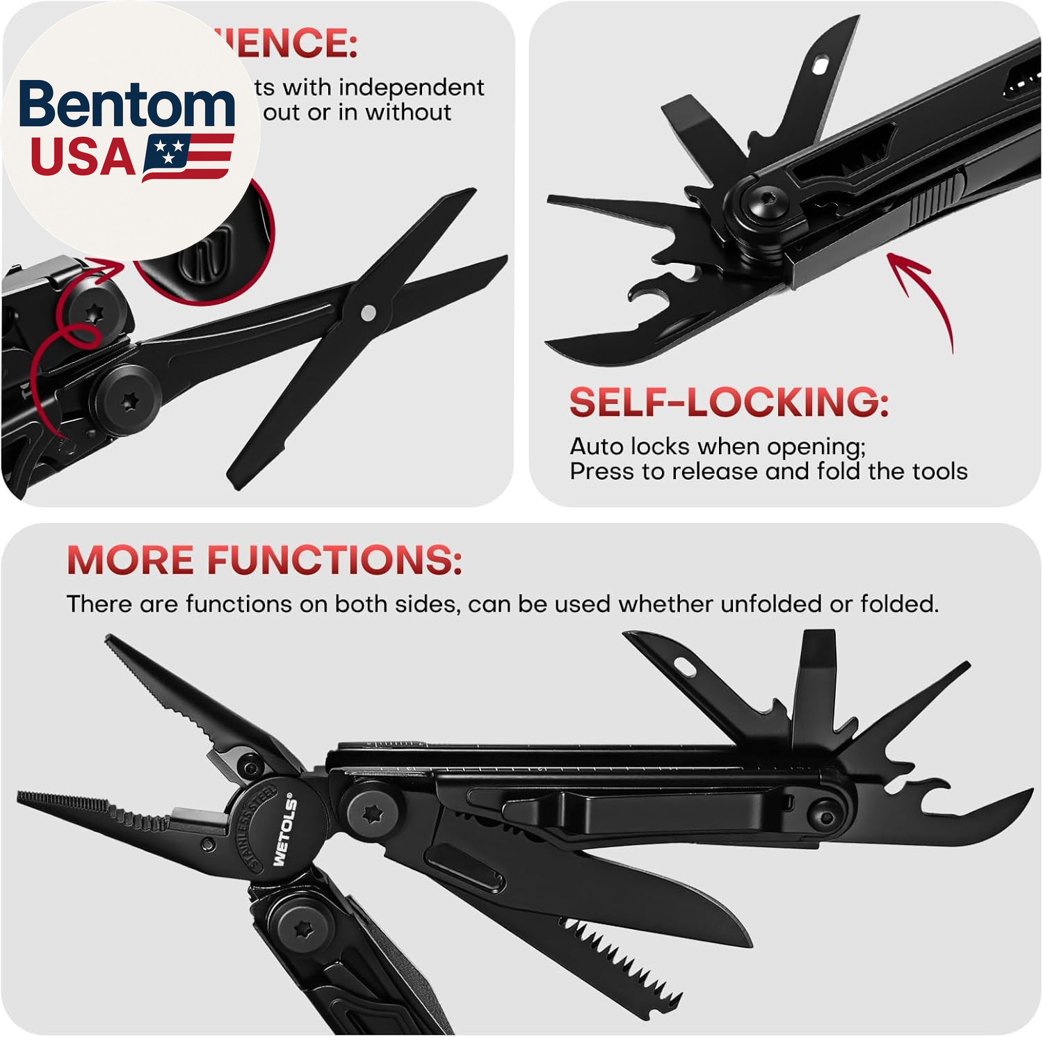 Multitool with Pocket Knife, 27-In-1 Stainless Steel Needle Nose Pliers with Scr