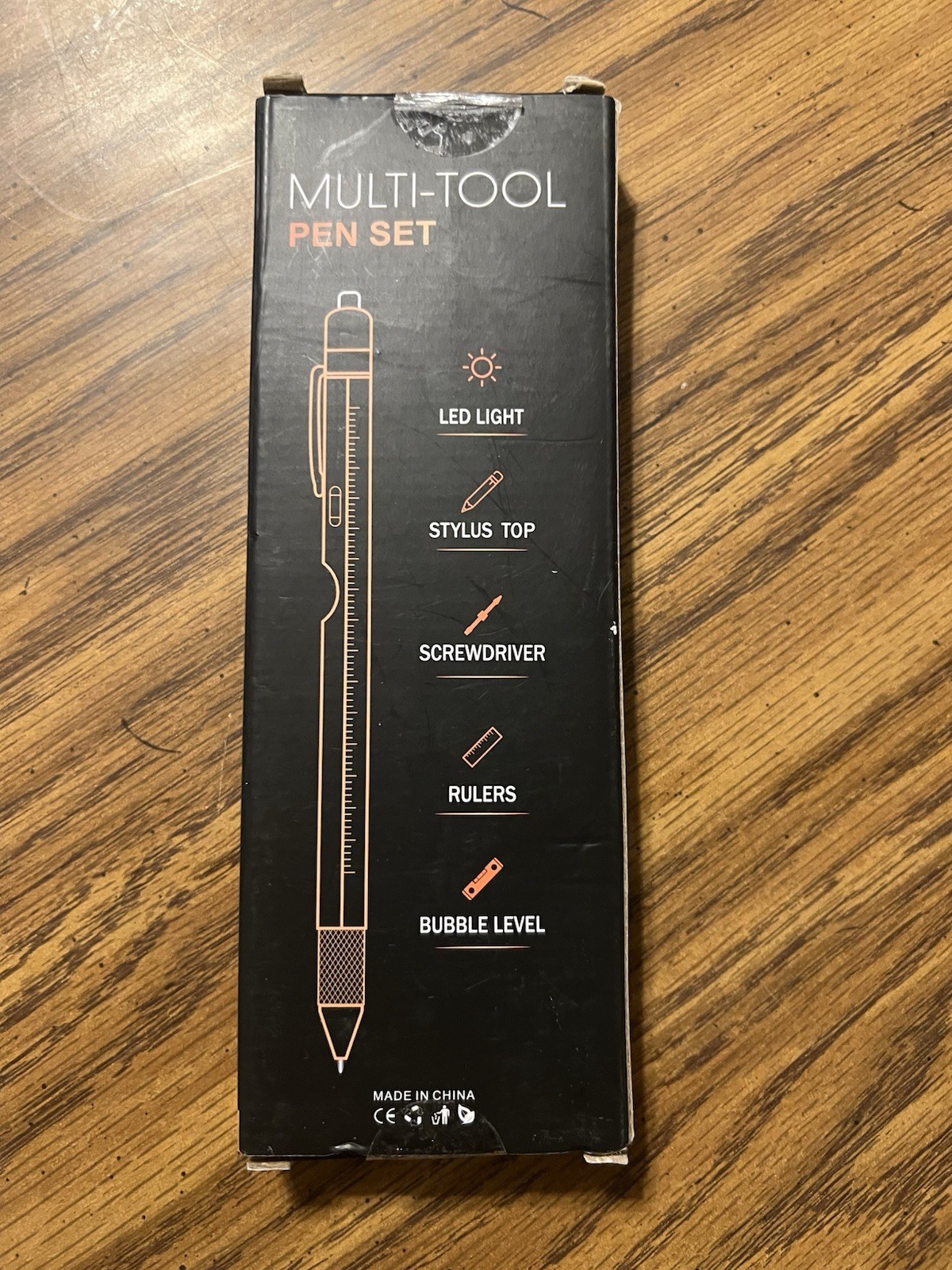 9 in 1 Multi-tool Men’s Pen Set Led Light, Stylus, Screwdriver, Rulers, Level