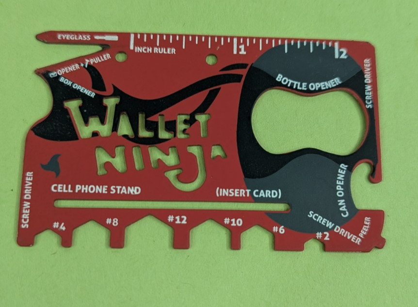 Wallet Ninja Red 18 in 1 Multi-tool Card Sized Survival Tool