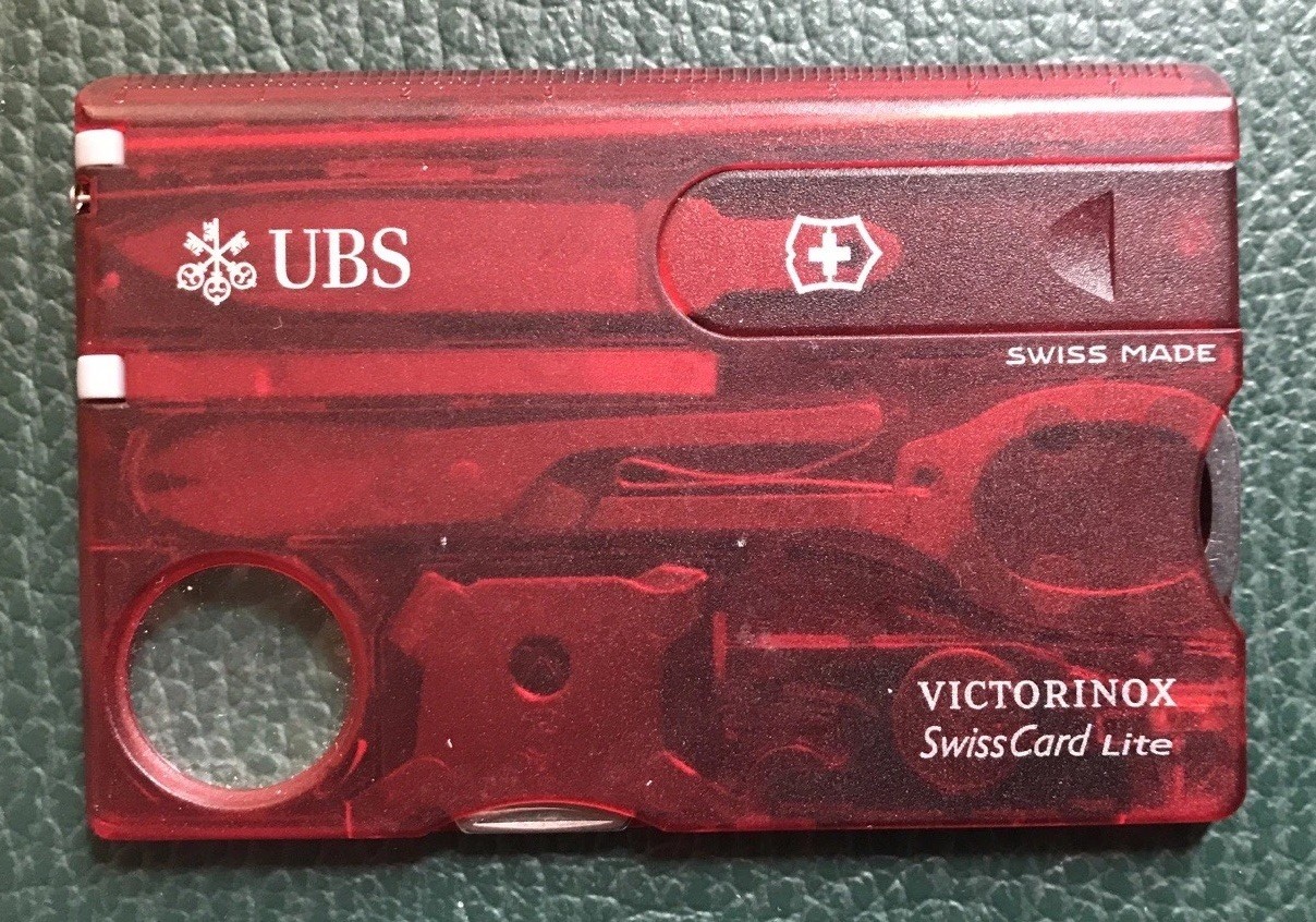 Victorinox Swiss Card Lite Red Transparent 13 Function Multitool in Card Shape