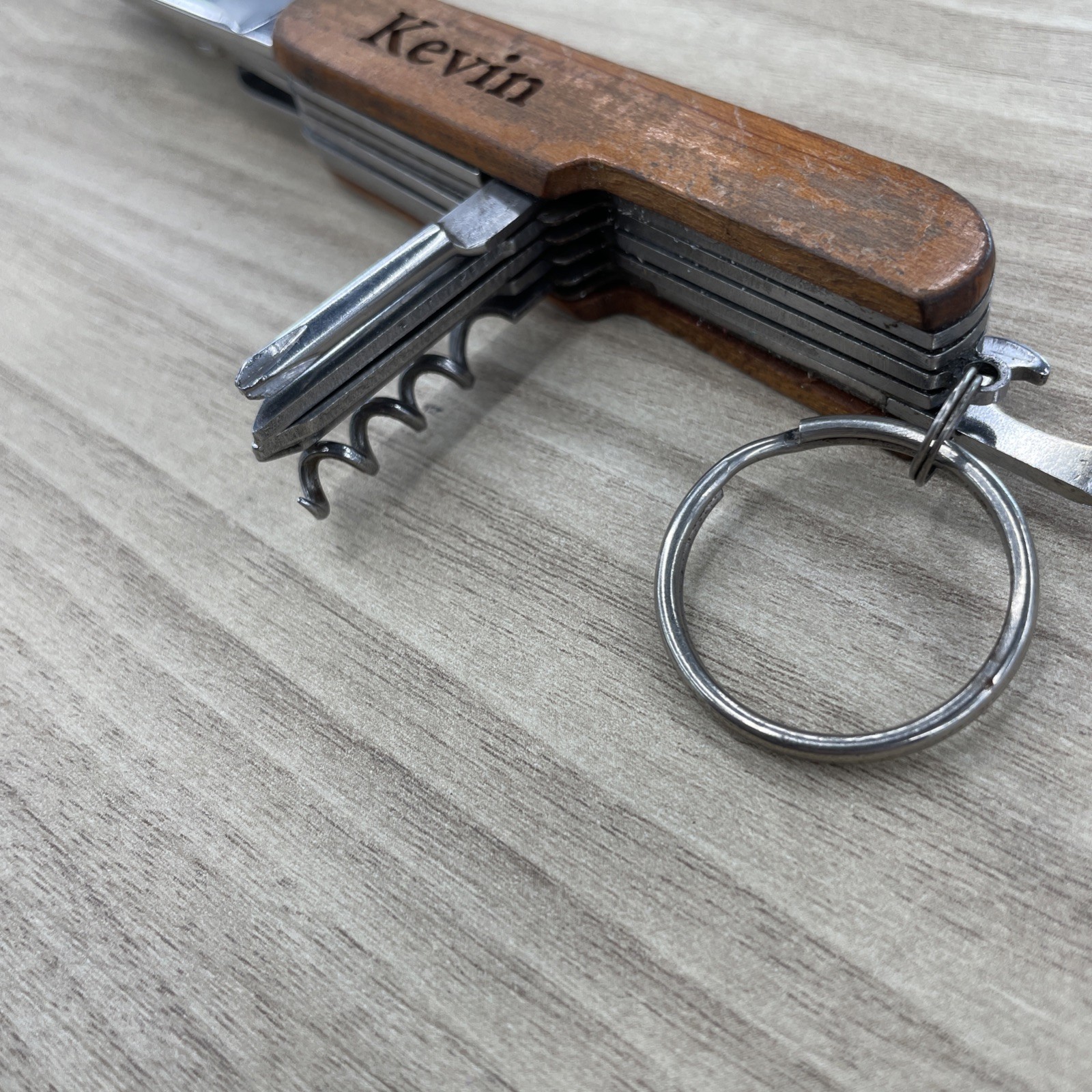 Multi Tool Pocket Knife wood handle Screwdriver, saw, scissors