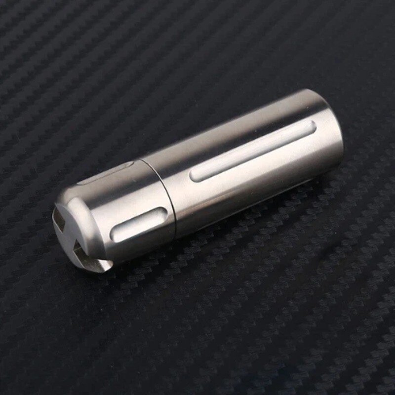 TA2 Titanium Waterproof Pill Container Box Keychain Outdoor EDC Sealed Storage