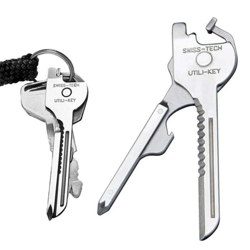 EDC 6 in 1 Multi-functional Stainless Utili-Key Key Ring Pocket Opener Keychain