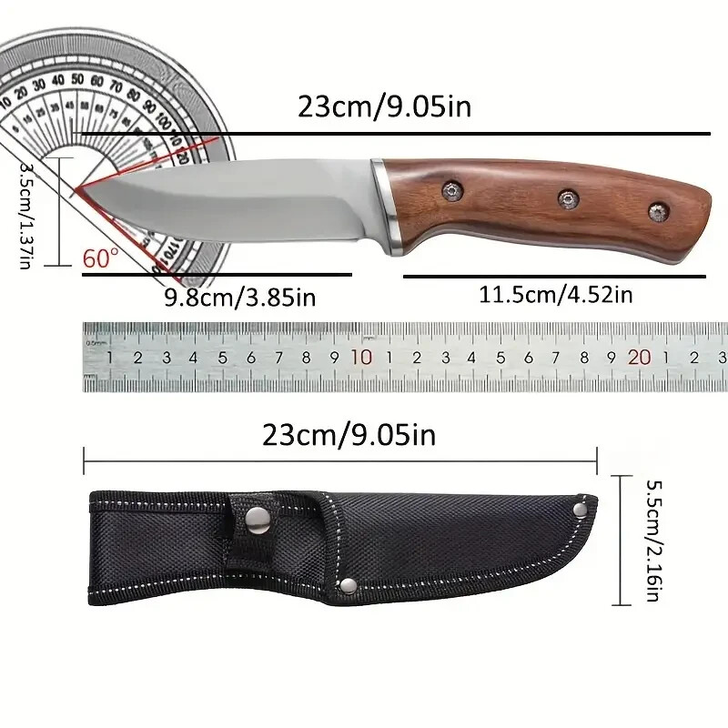Outdoor Utility Knife Camping, Leather Sheaft