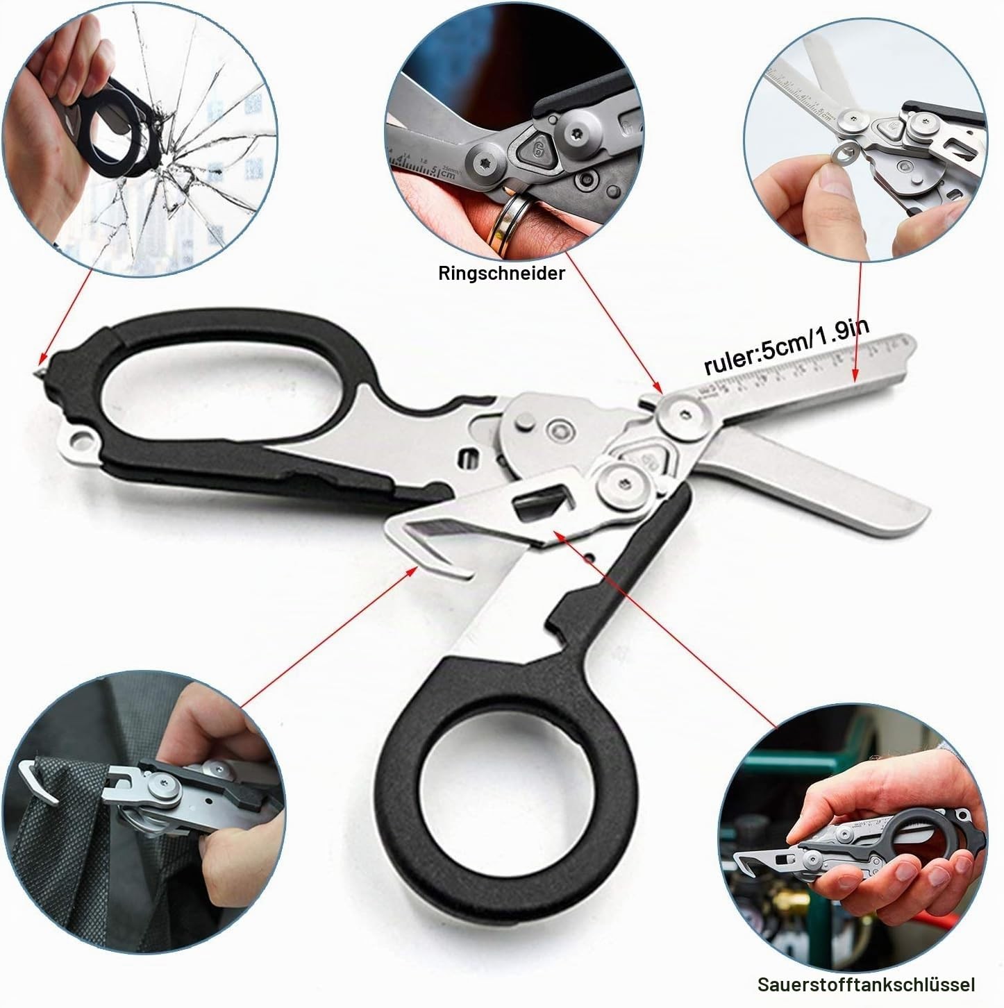 Folding Pliers, 6in1, Portable Emergency Scissors with Non-Slip Handles, Silver Color…