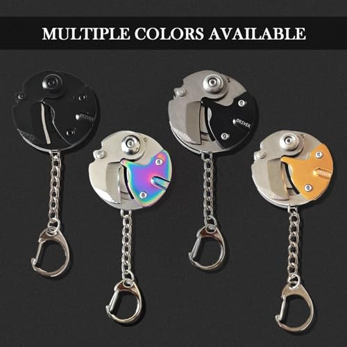 Rainbow Folding Keychain Pocket Knife, Small EDC Multitool with Screwdriver Set,