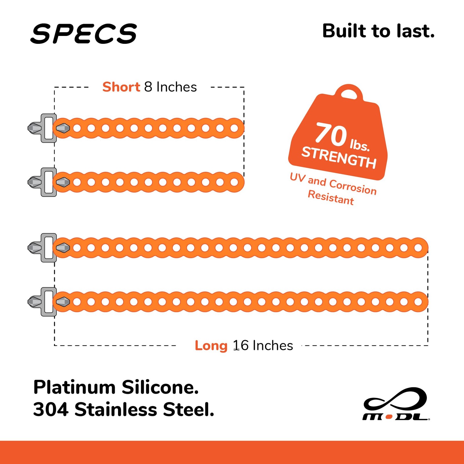 MODL Infinity Tool™ 2.0 Modular Two 8-inch & two 16-inch tools, Neon Orange