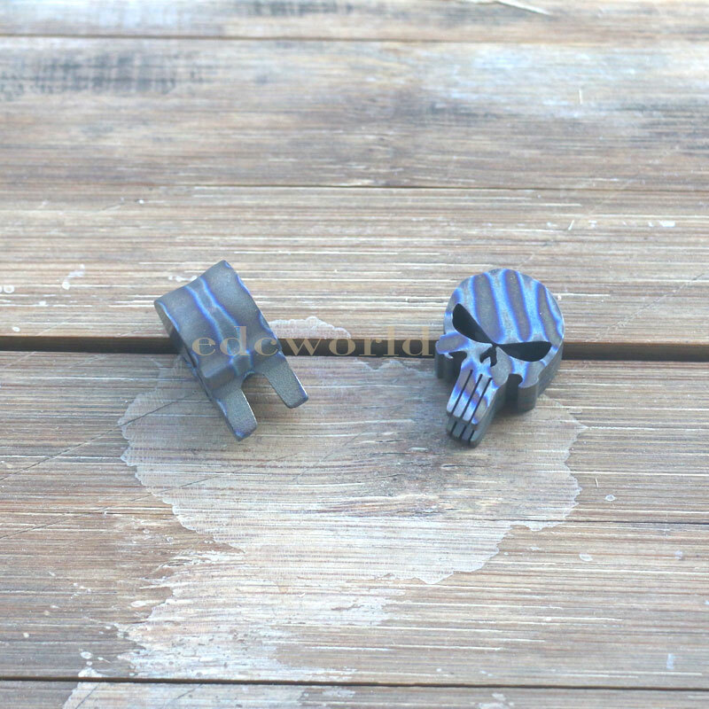 Flame TC4 Titanium Punisher Skull Parachute Cord Lanyard Bead Pendant DZ-01F EDC
