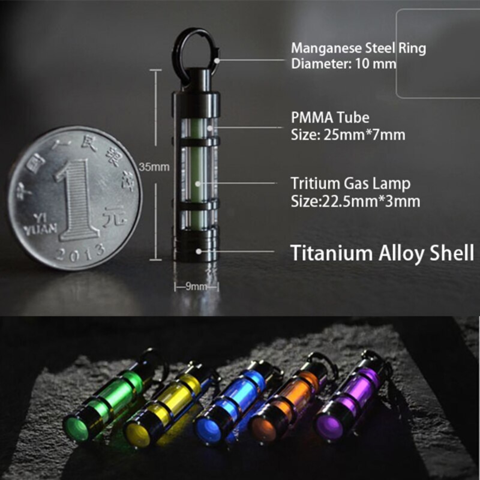 Titanium Key Chain Outdoor Life Saving Tool 25 Year Emergency Light