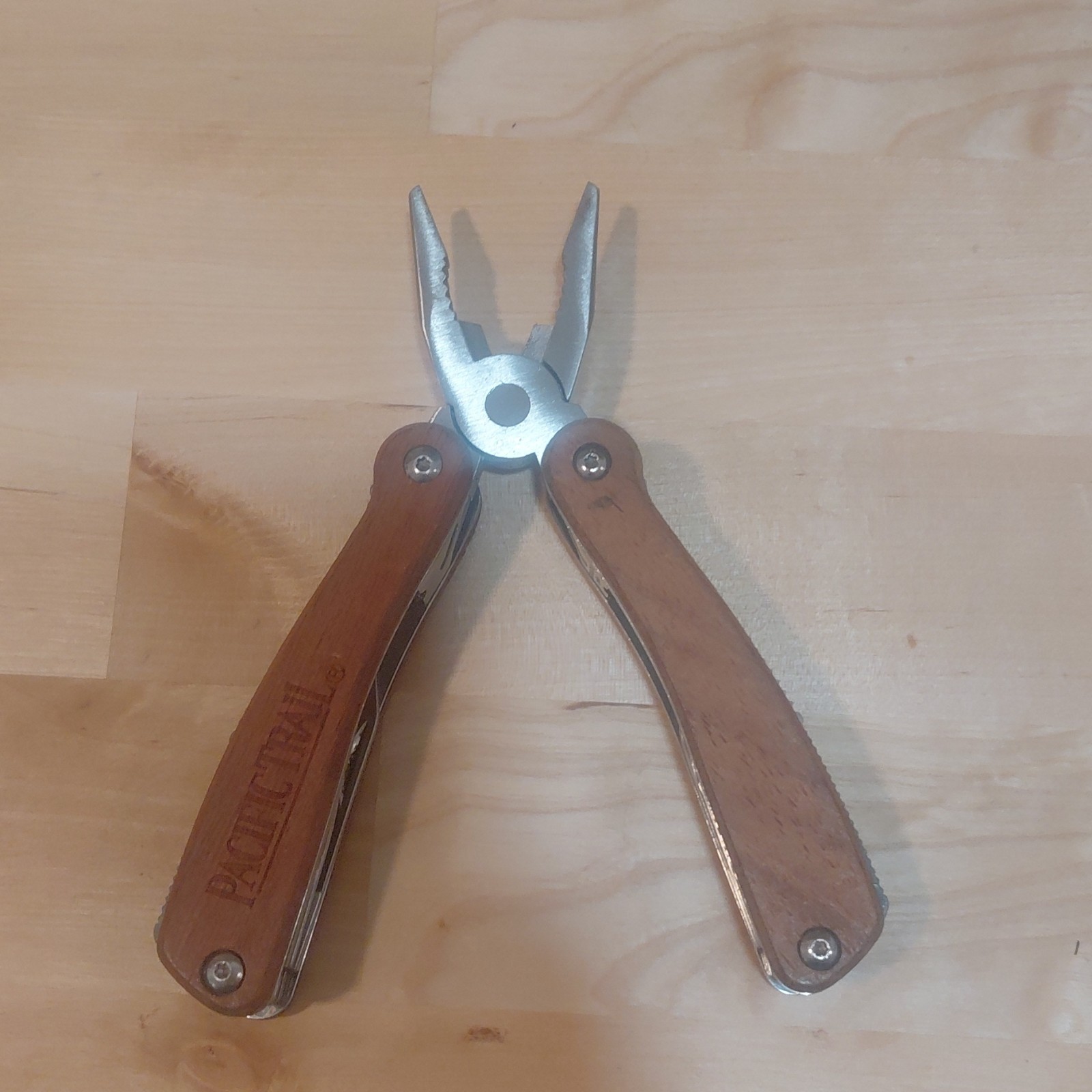 Pacific Trail Multi-Tool Brown Silver Wood Plier Knife Saw Bottle Opener