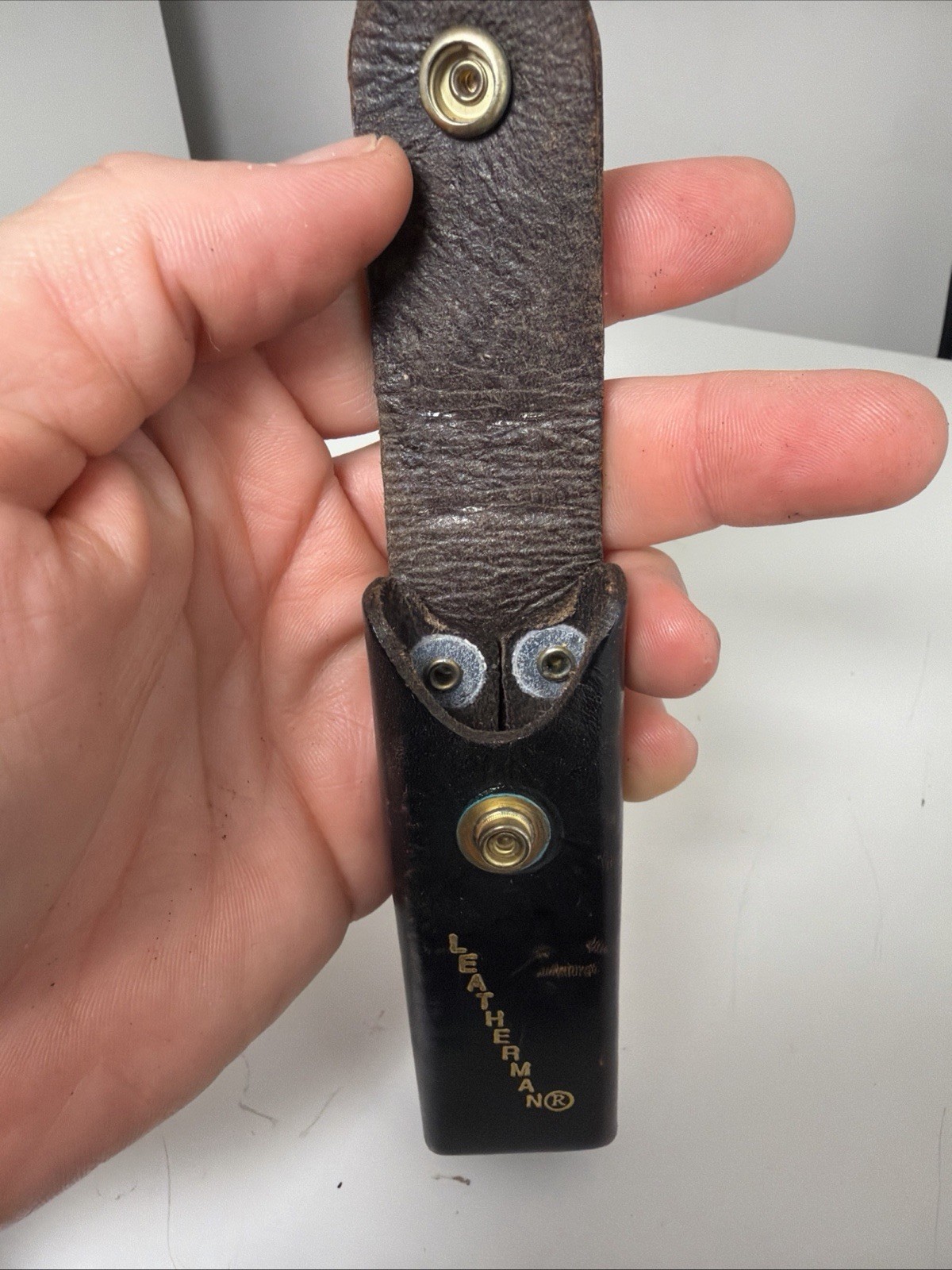 Leatherman Multi Tool With Leather Case VTG U.S.A. PST #1325473 *damaged blade