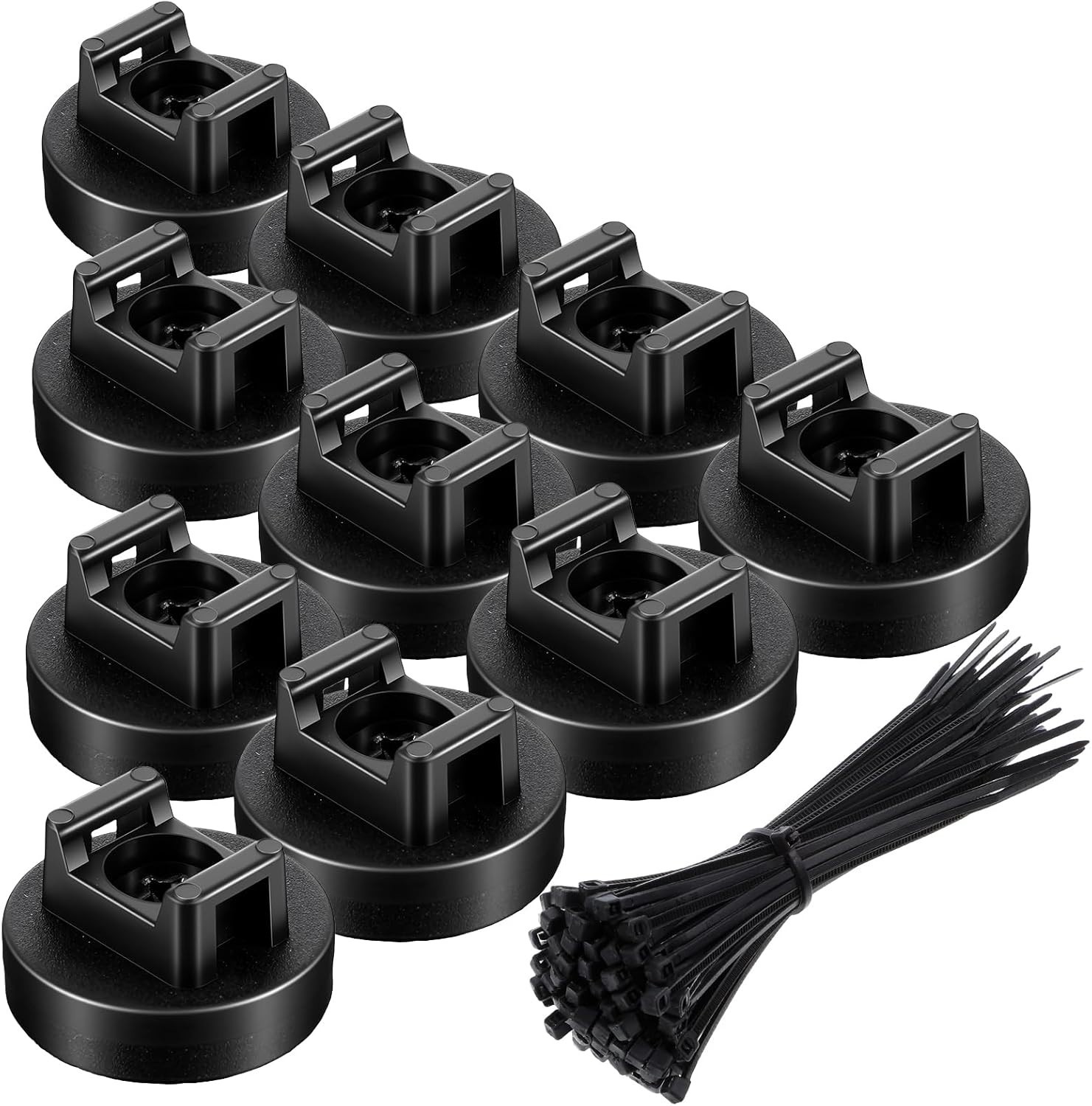 Magnetic Zip Tie Mount Kit 110pcs Cable Holder with Nylon Ties Strong Magnet Bas