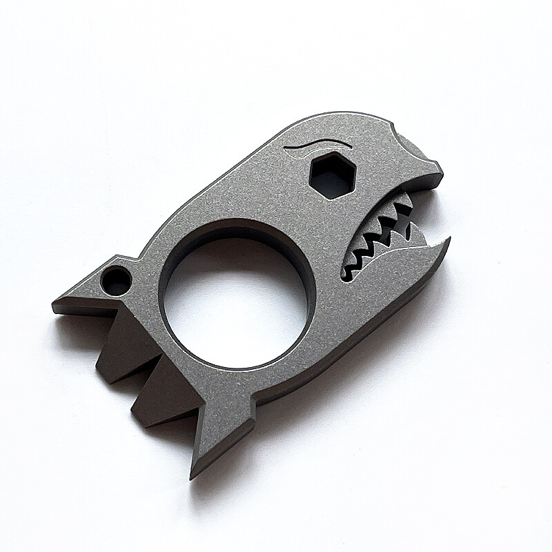 Titanium Alloy Pocket Tool Shark Shape Bottle opener Hexagon Wrench Keychain EDC