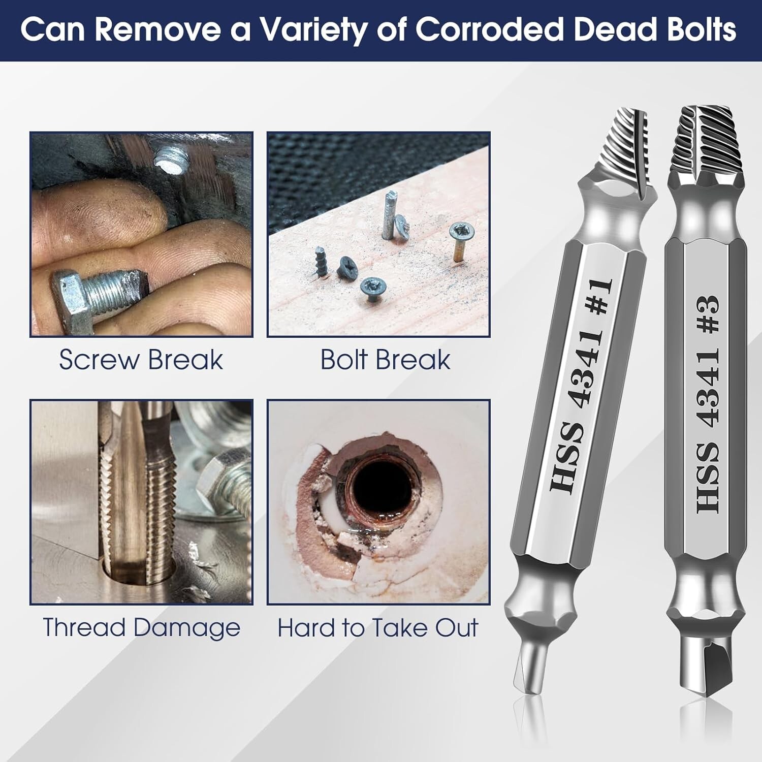 Gifts for Men, 6Pcs Titanium Damaged Screw Extractor Set – Remover for Stripped
