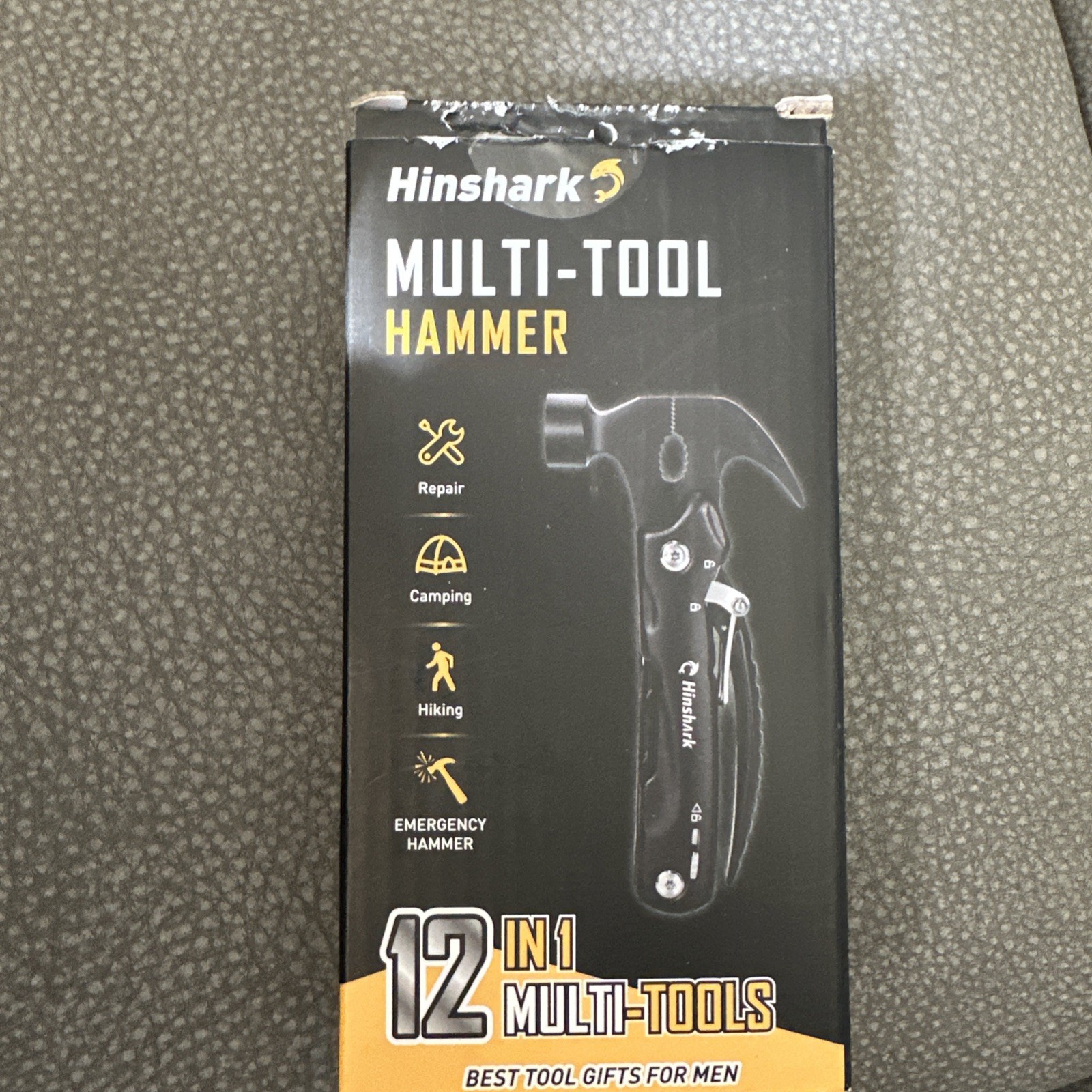 Hinshark 12 in 1 Hammer Multitool, Birthday Men Dad Him Black U17