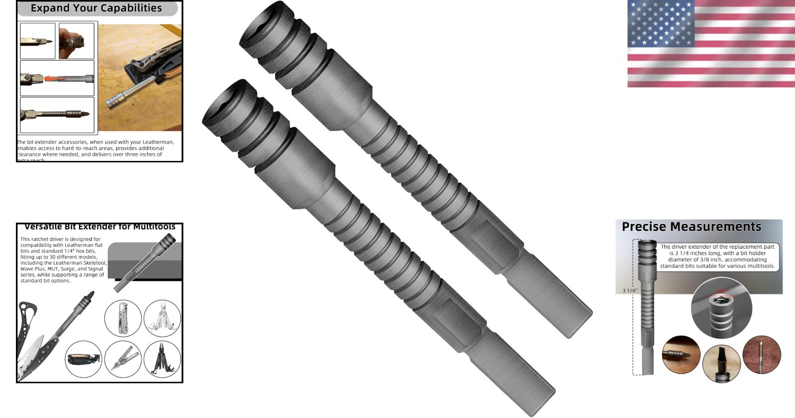 Add-On Accessories Designed for Leatherman Multi-Tools, Bit Driver Extender, and