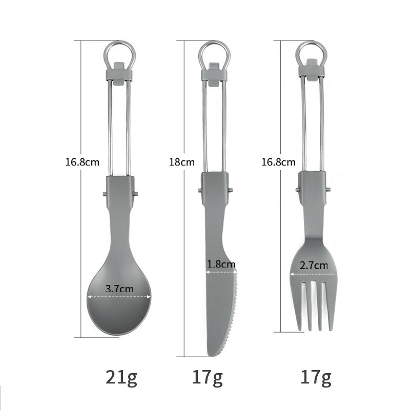 Titanium Folding Spork Spoon Knife Three-piece Sets Portable EDC Outdoor Camping