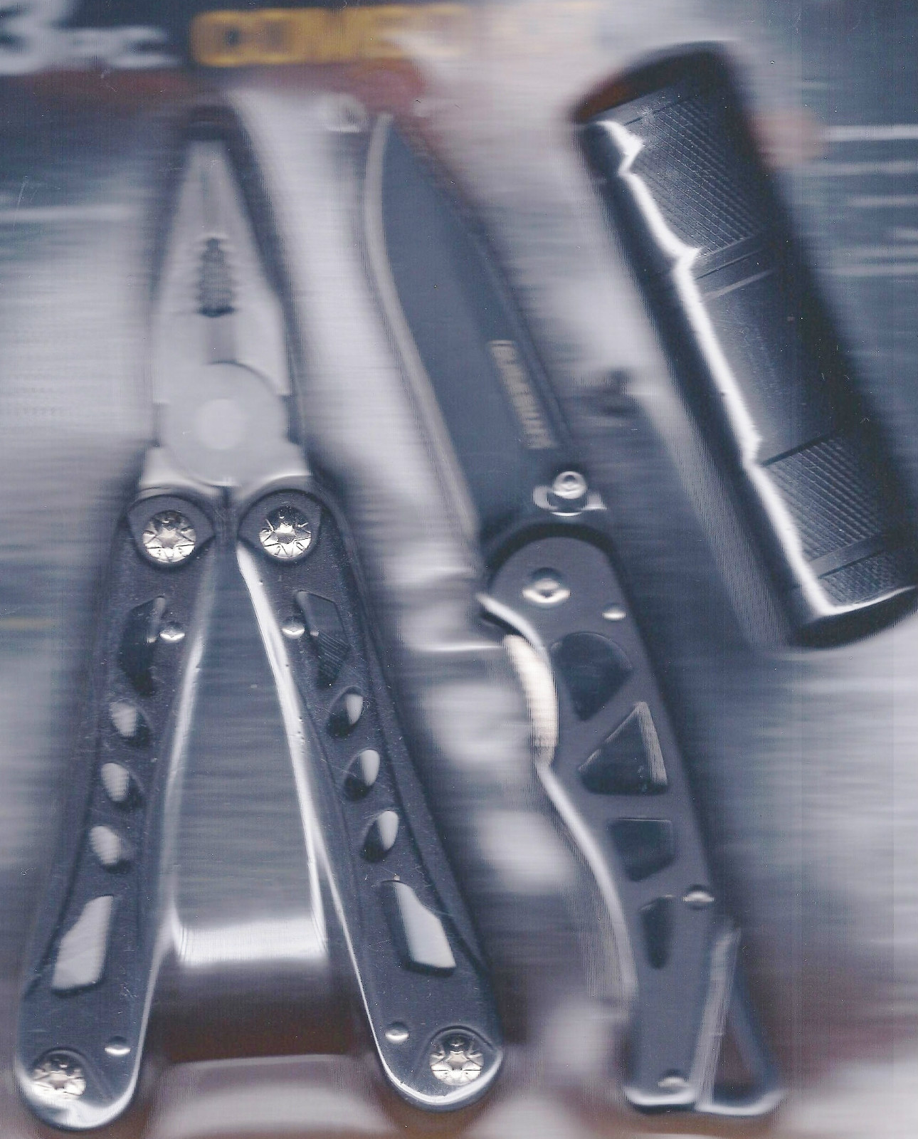 Guidesman 3 pc Combo Kit, Stainless Steel Blade Knife+Flash Light+12-in-One Tool