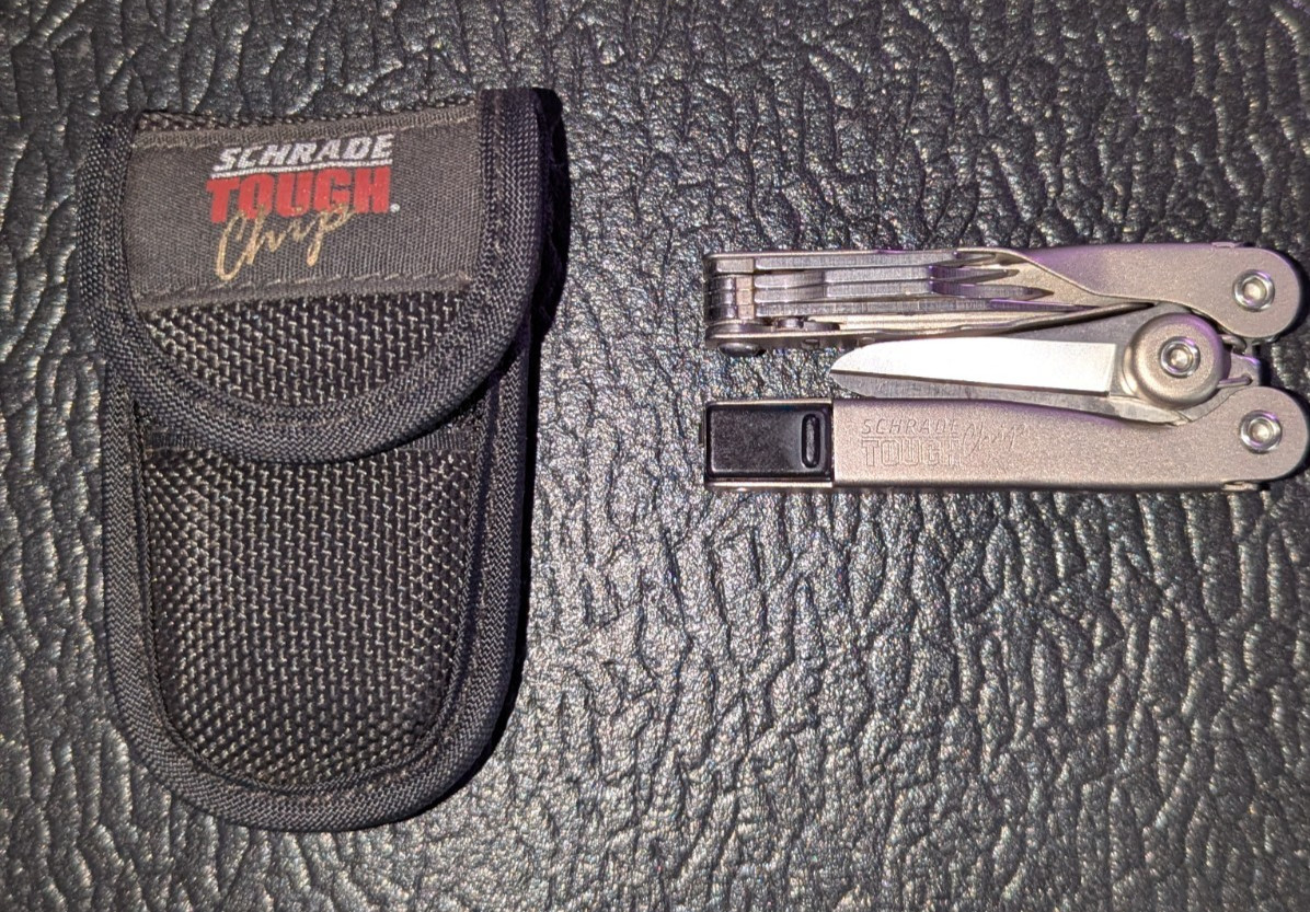 Vintage Schrade USA Tough Chip Folding Multi Tool Multitool Scissors Knife