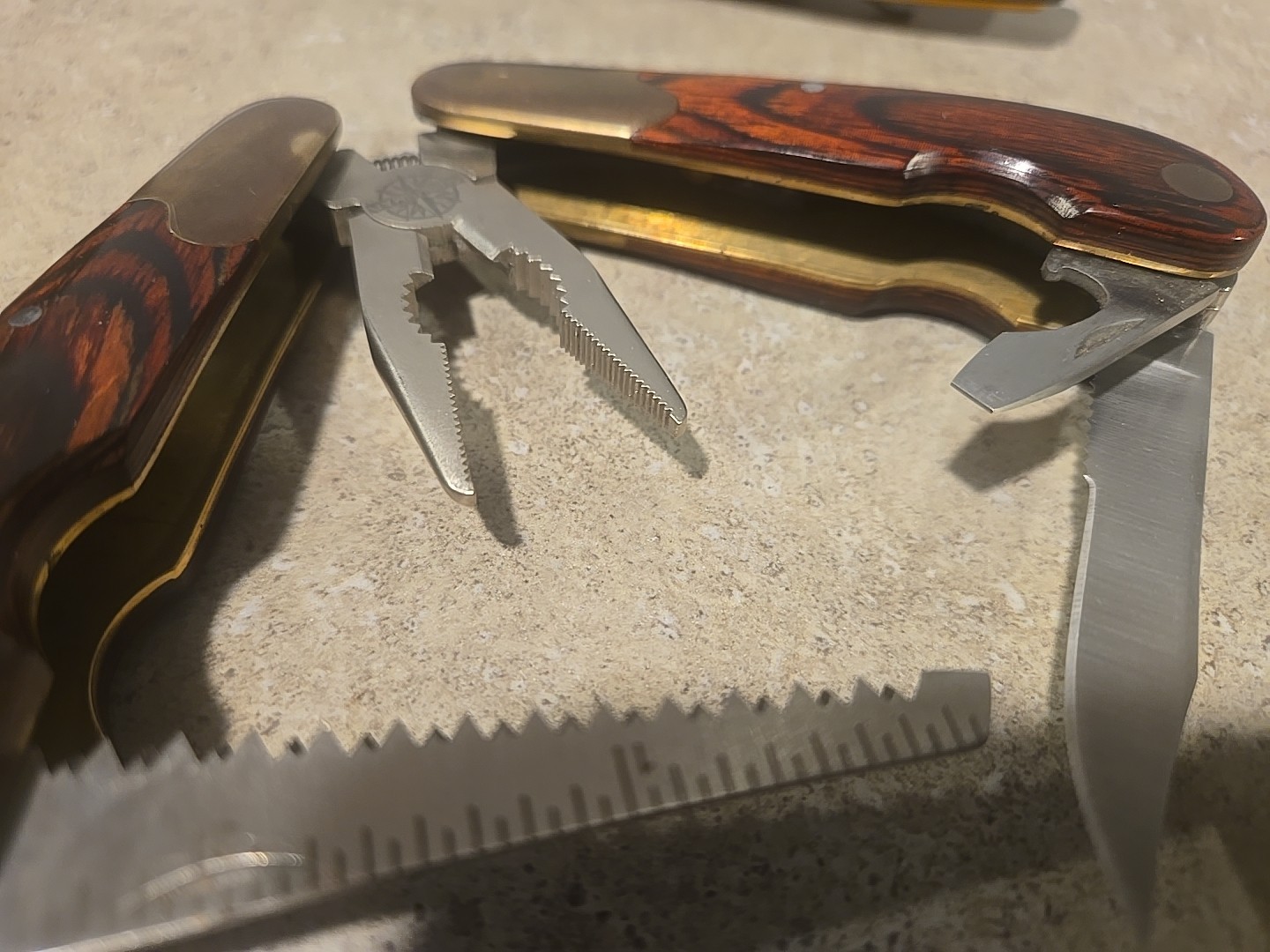 VINTAGE Guidesman Rosewood & Brass Multi-Tool,Pliers & More,Leather Belt Sheath