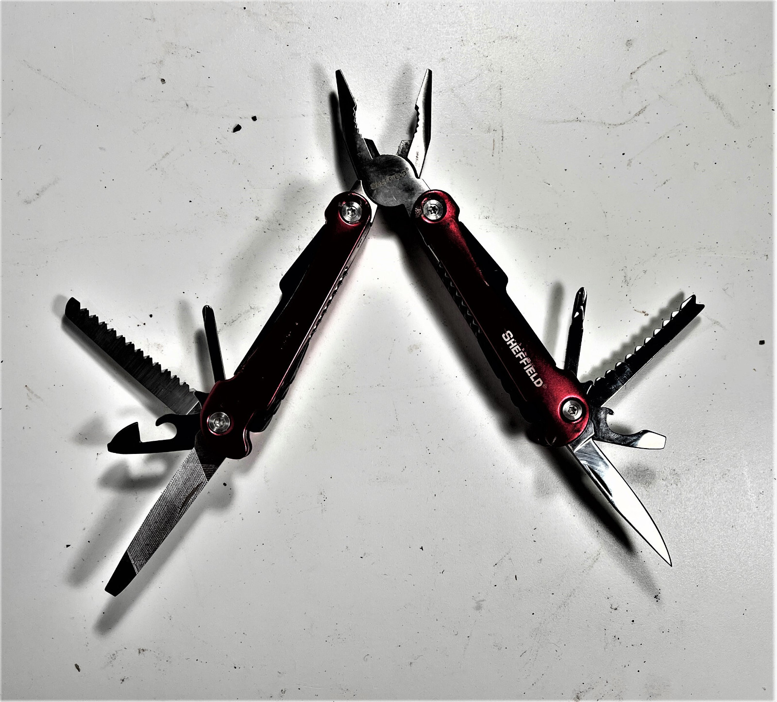 SHEFFIELD Pocket Size Multitool 9 in 1 Tools Stainless, Red Never Used
