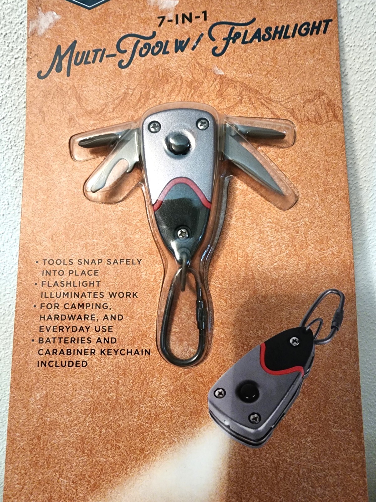 B/91 Adventure Out There 7 IN 1 Multi Tool with Flashlight Factory Sealed