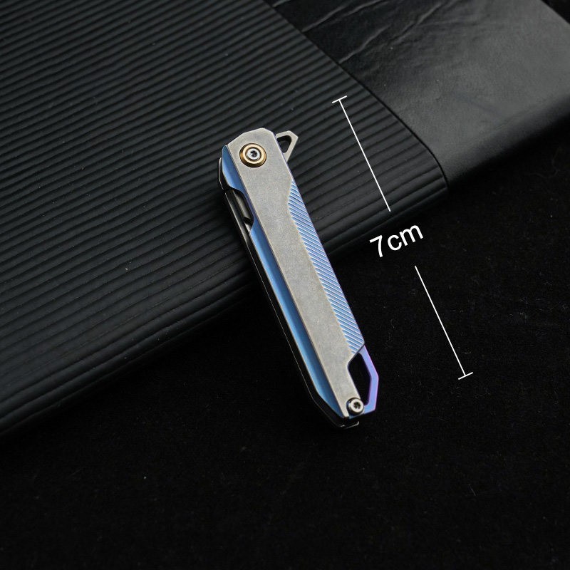 Titanium Mini Folding Utility Knife Keychain EDC Package Opener with Blades